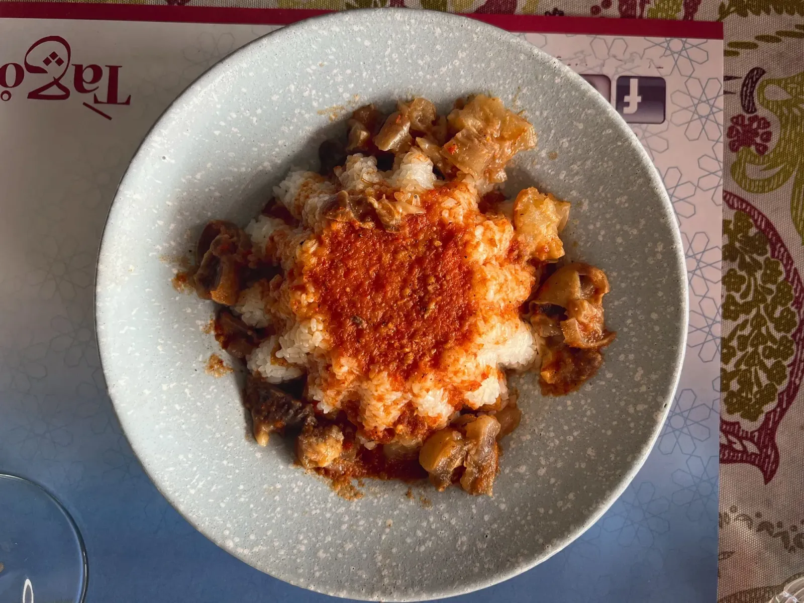 Kawaree by Mr. Wanderer Kawaree on rice in a bowl, overhead shot.