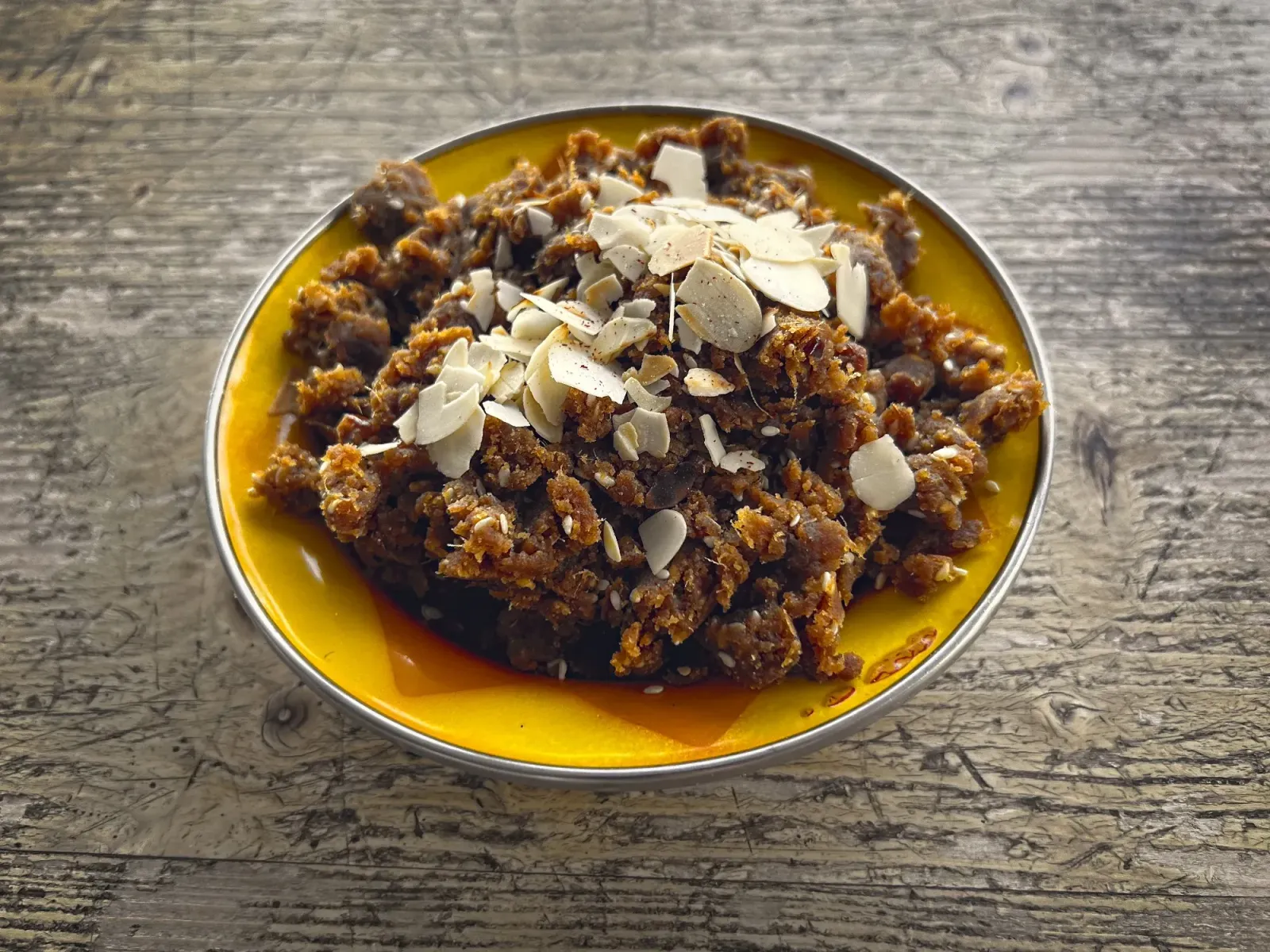 Al Batheetha by Mr. Wanderer Al Batheetha in a bowl, overhead shot.