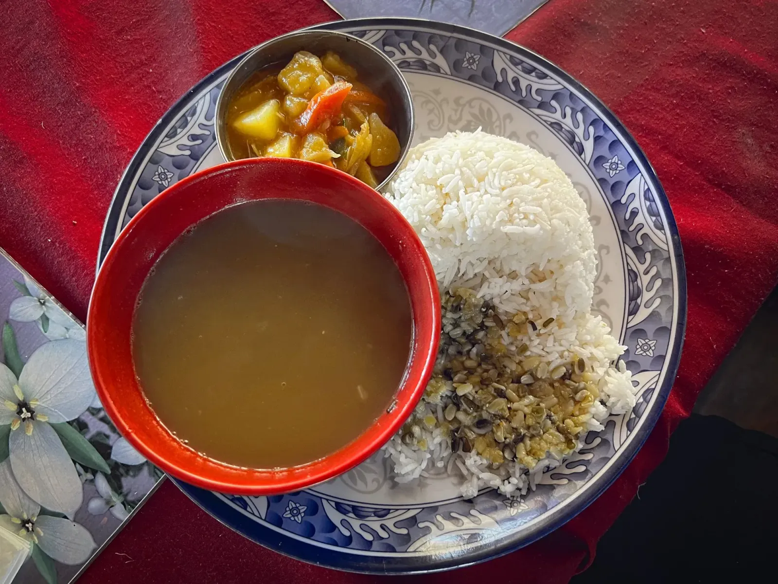 Dal Bhat by Mr. Wanderer Overhead shot of Dhal Bhat on a plate.