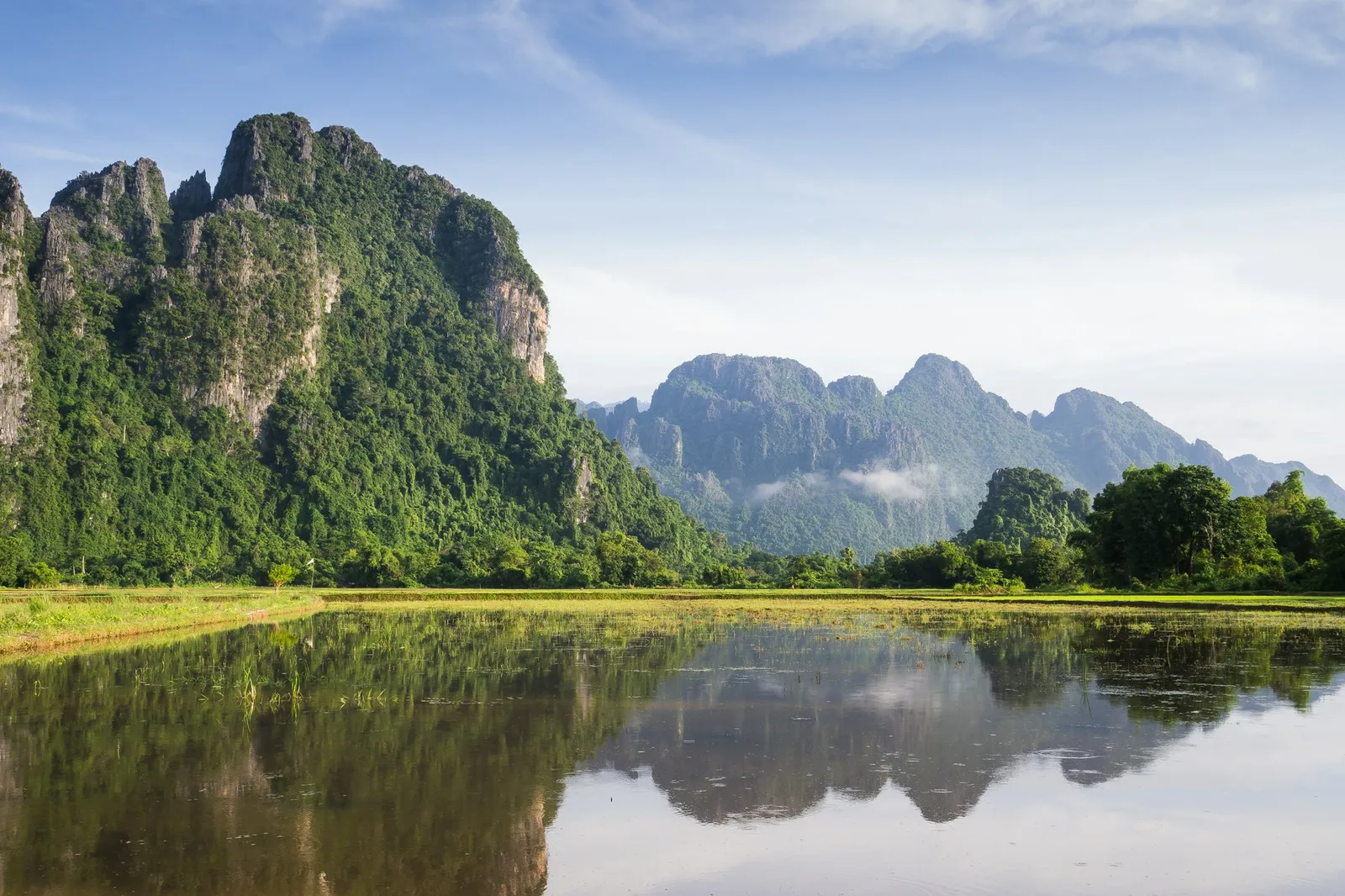 Vang Vieng landscape, shot from river.