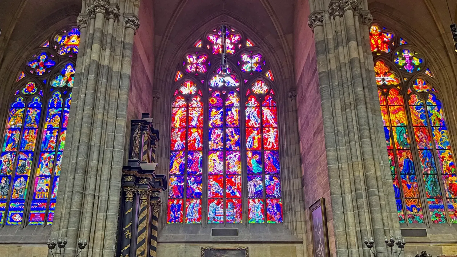 St.Vitus' Stained Glass Windows by Mrs.Wanderer Three stained glass windows