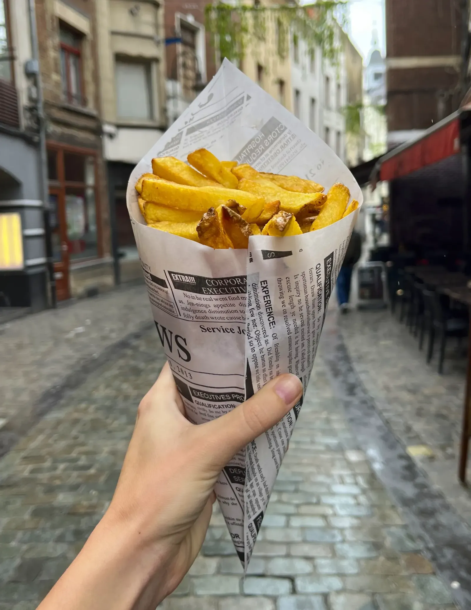 Belgian French Fries by Mrs.Wanderer Fresh fries in a newspaper wrapping