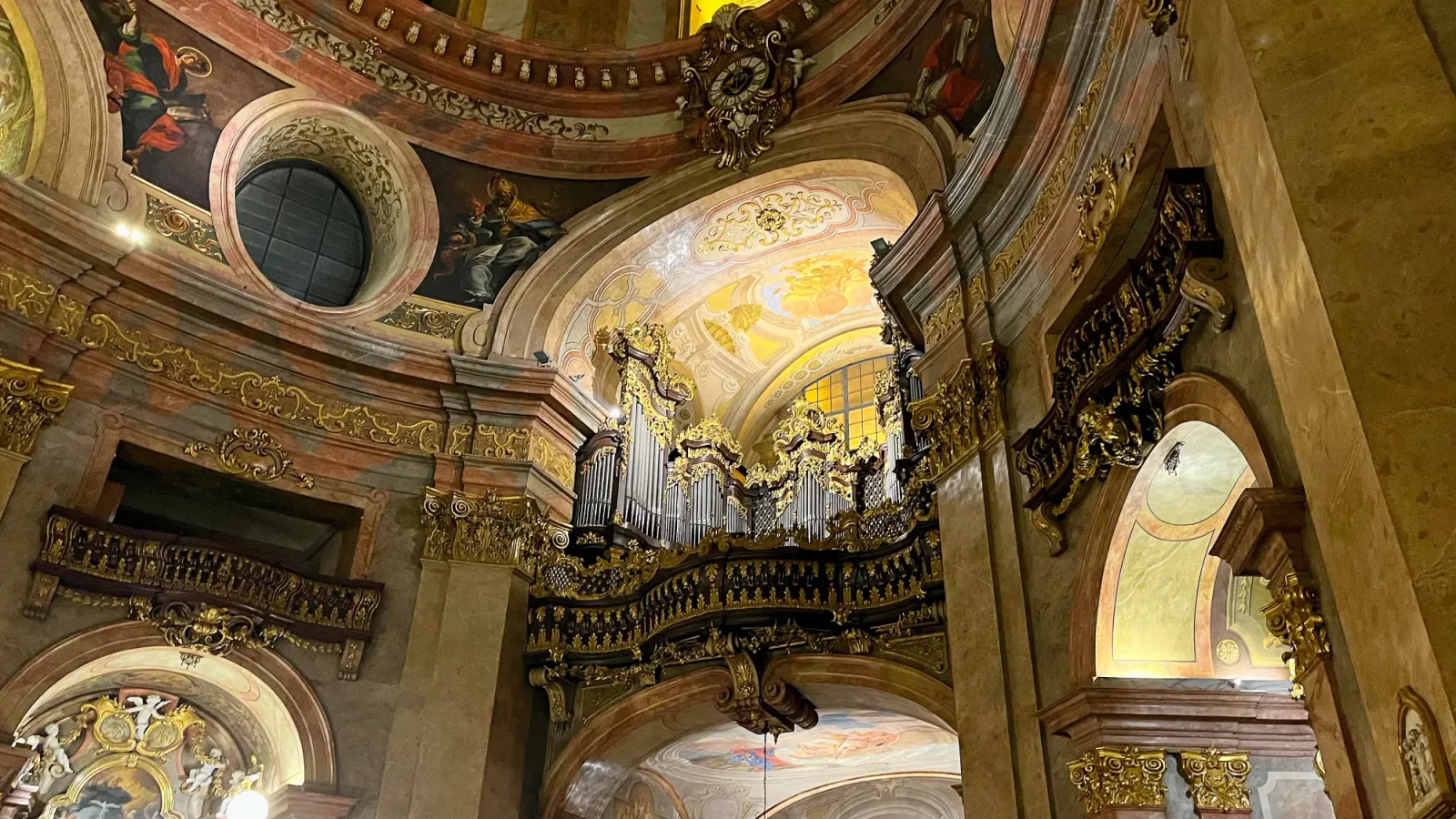Peterskirche by Mrs. Wanderer Ornate church ceiling and decadent organ