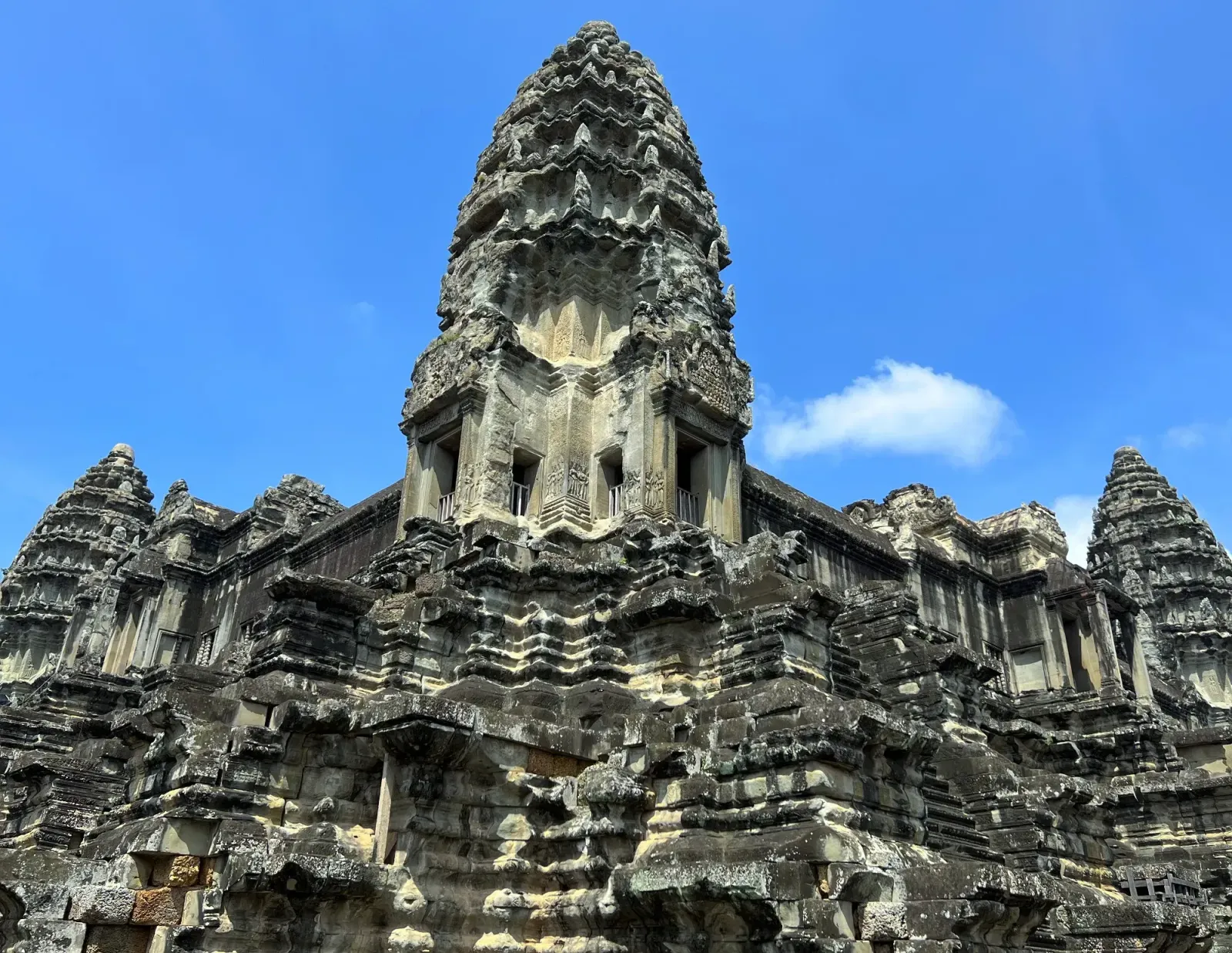 Angkor Wat Tower by Mr. Wanderer Photo angled up of one of the Angkor Wat towers