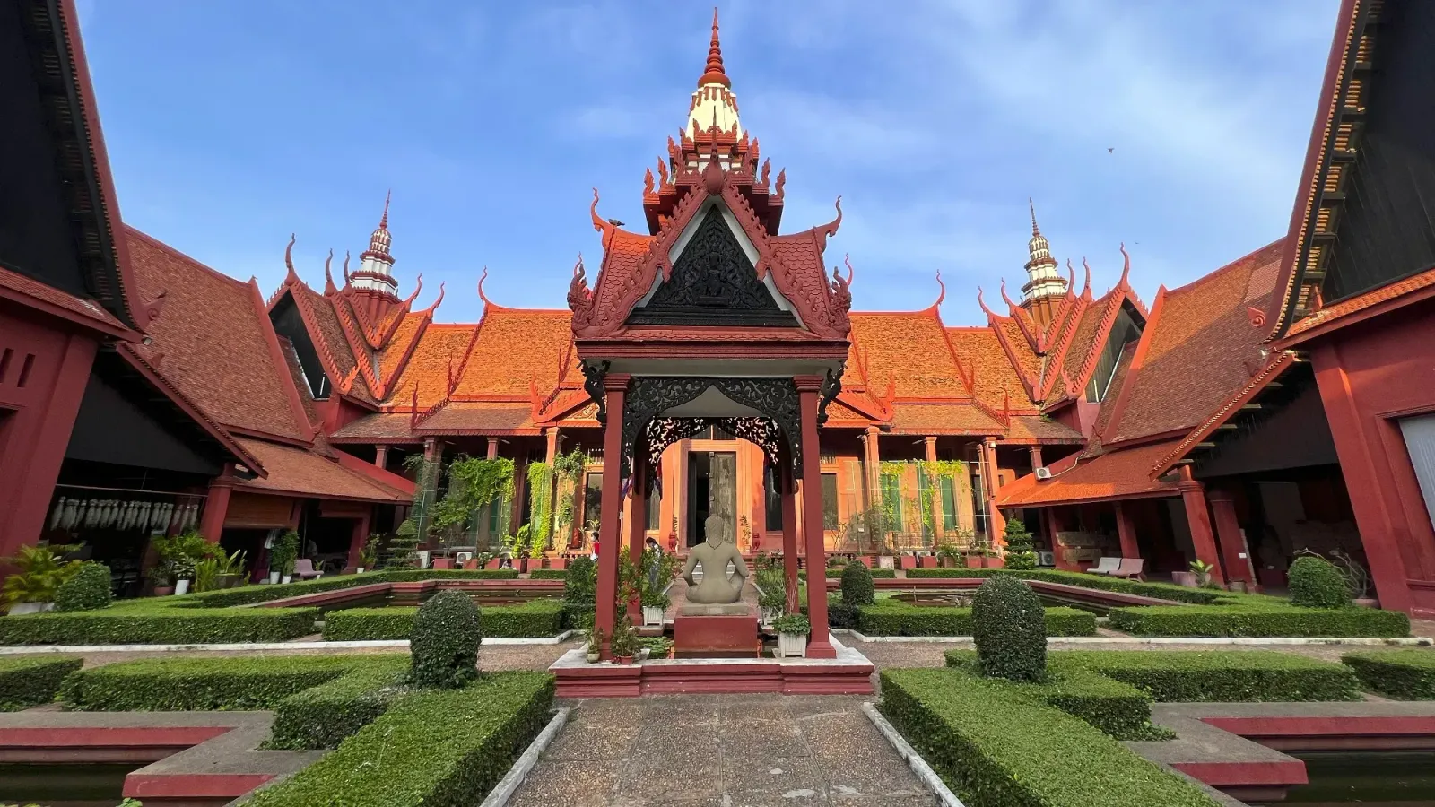 National Museum of Cambodia by Mr. Wanderer Courtyard of the Cambodia National Museum at sunset